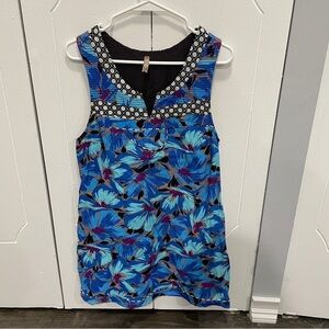Free People Blue Floral Print Shift Dress